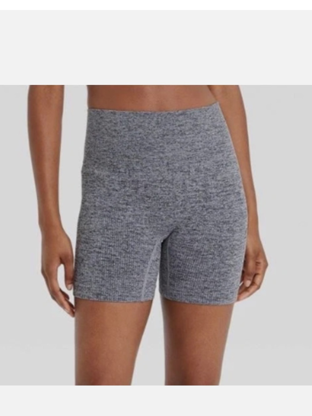 Colsie Heather Gray High-Waist Ribbed Bike Shorts XS
